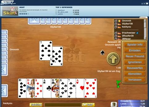 Screenshot aus dem Skat-Spiel